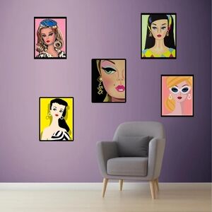 Barbie Vintage Pop Art Print Set 11x8.5  Wall Decor